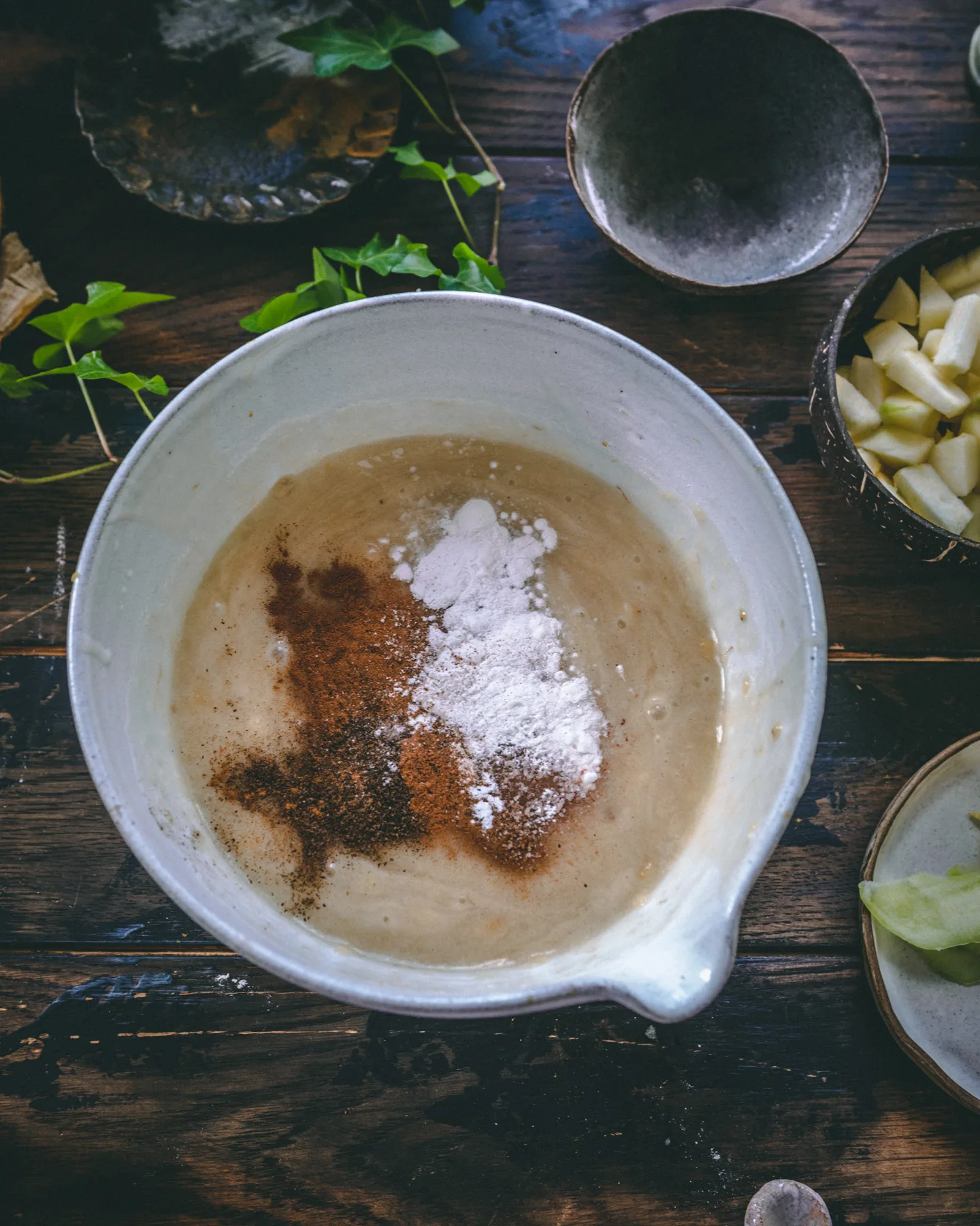 apple-banana-bread-ingredients-in-a-bowl