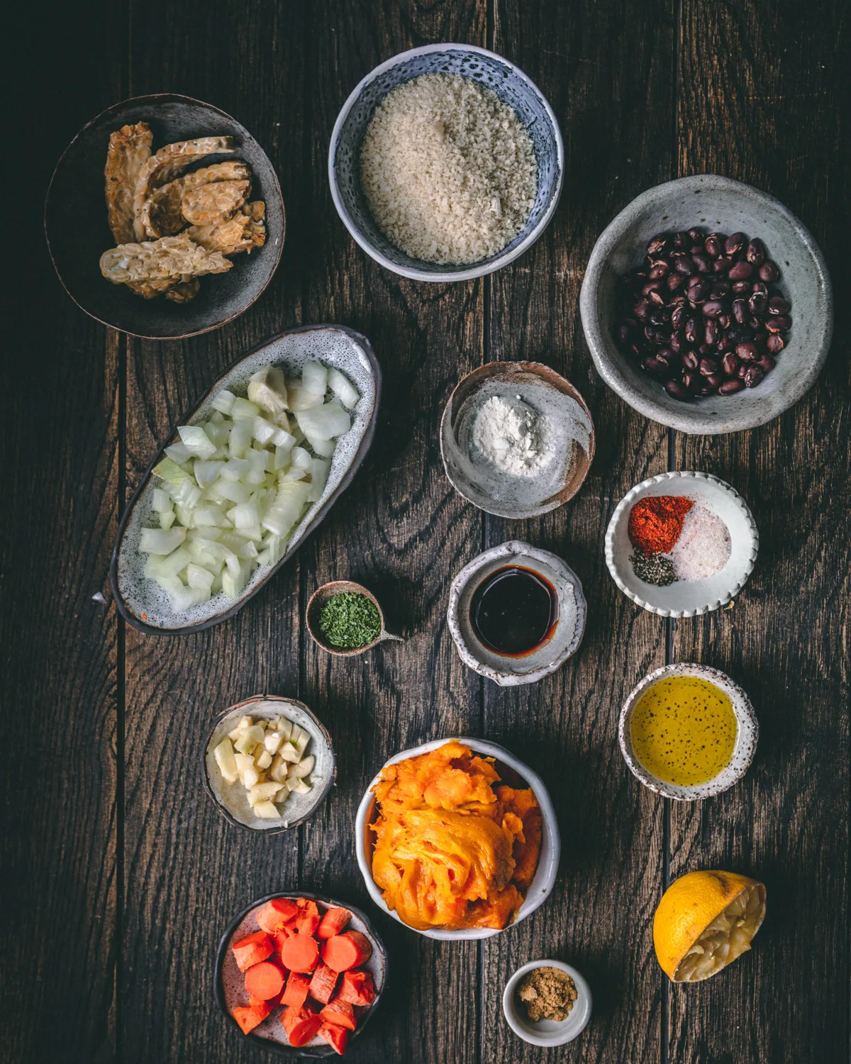 ingredients-for-black-bean-tempeh-burger