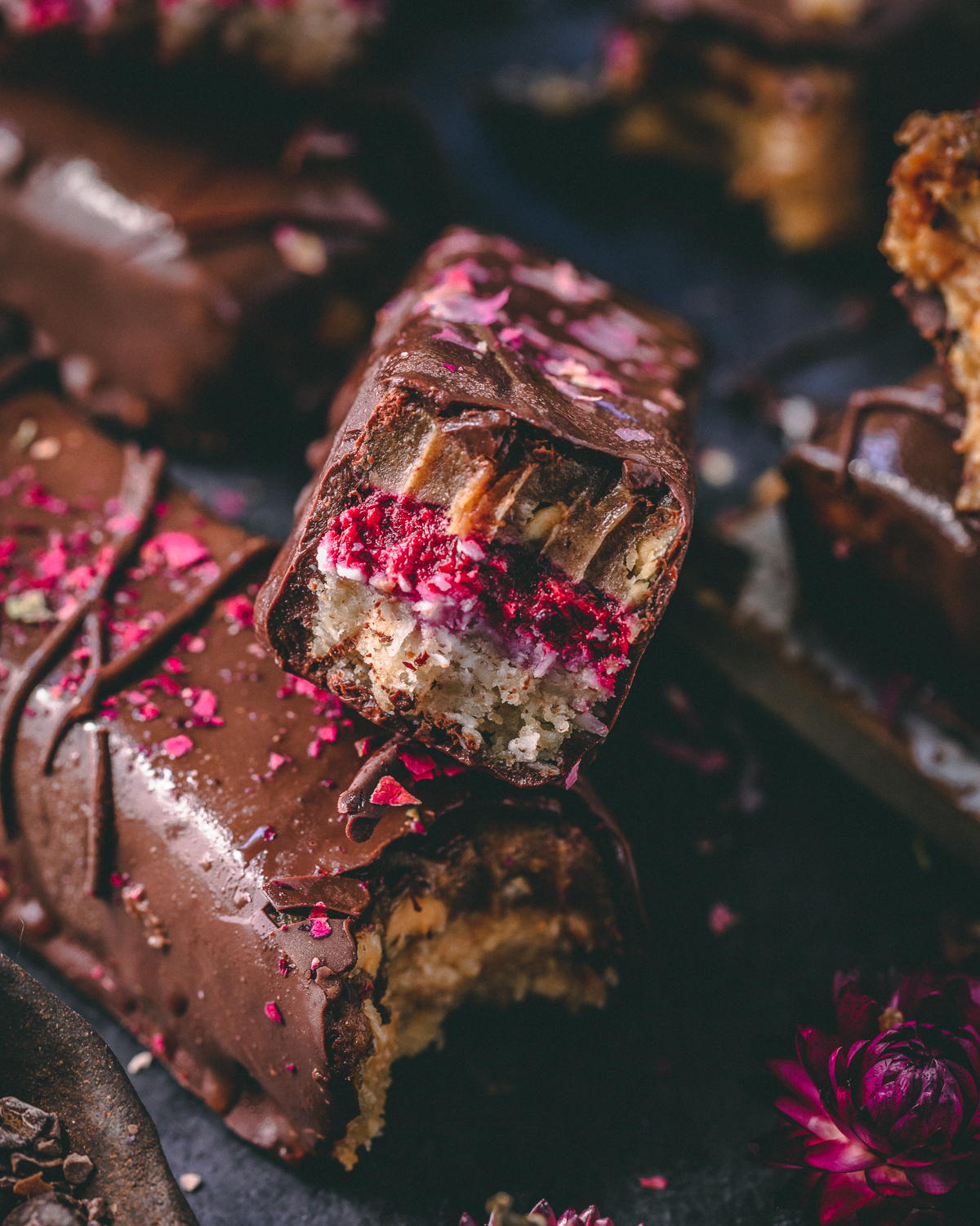 Raspberry twix bars