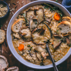 mushroom soup with wild rice and vegetables