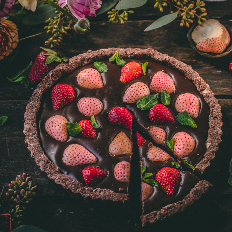 Strawberry-mint Chocolate Mousse Tart