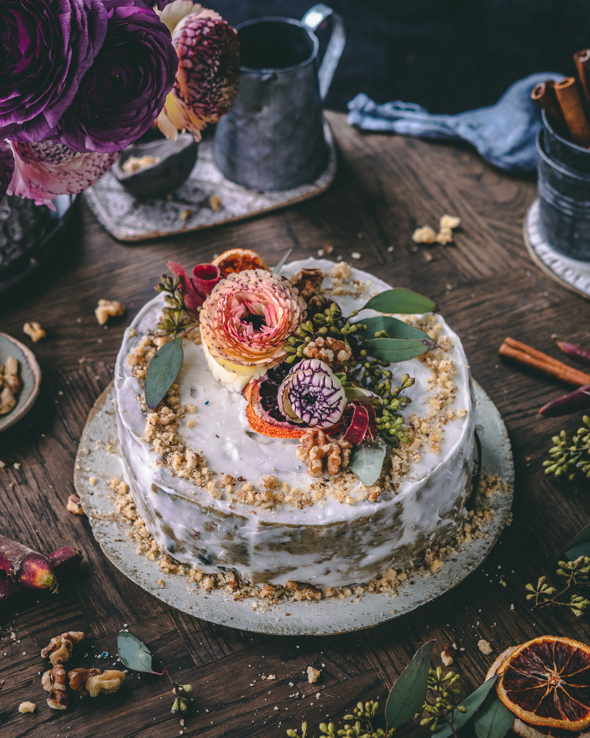 decorated moist carrot cake