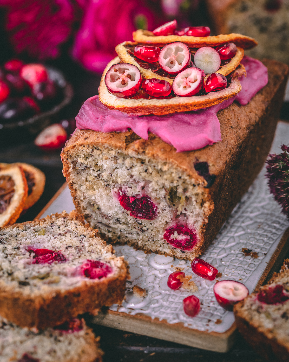 Banana bread with cranberries