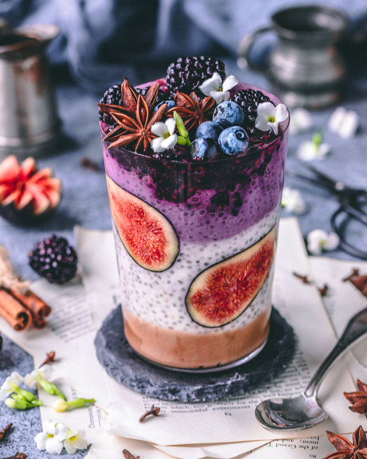 Chia, Acai and Strawberry Layered Breakfast Jar