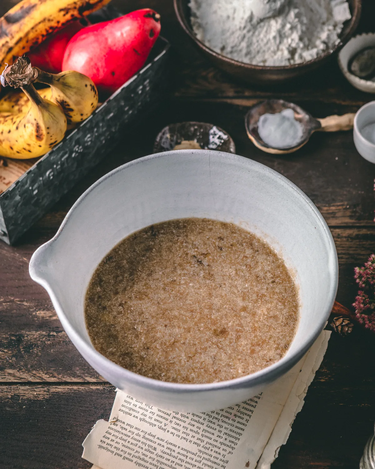 mixing-wet-ingredients-for-pear-banana-bread