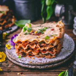 slice of cauliflower bechamel lasagna