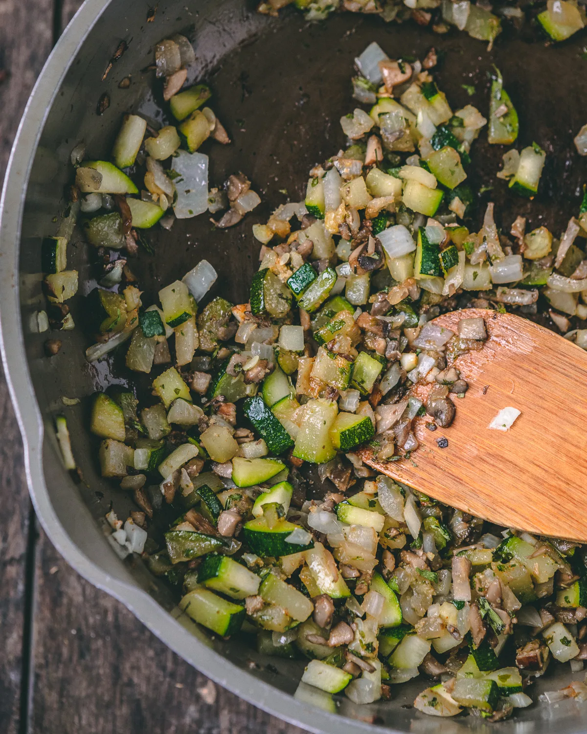 sauteeing-mushrooms-and-zucchini-for-marinara