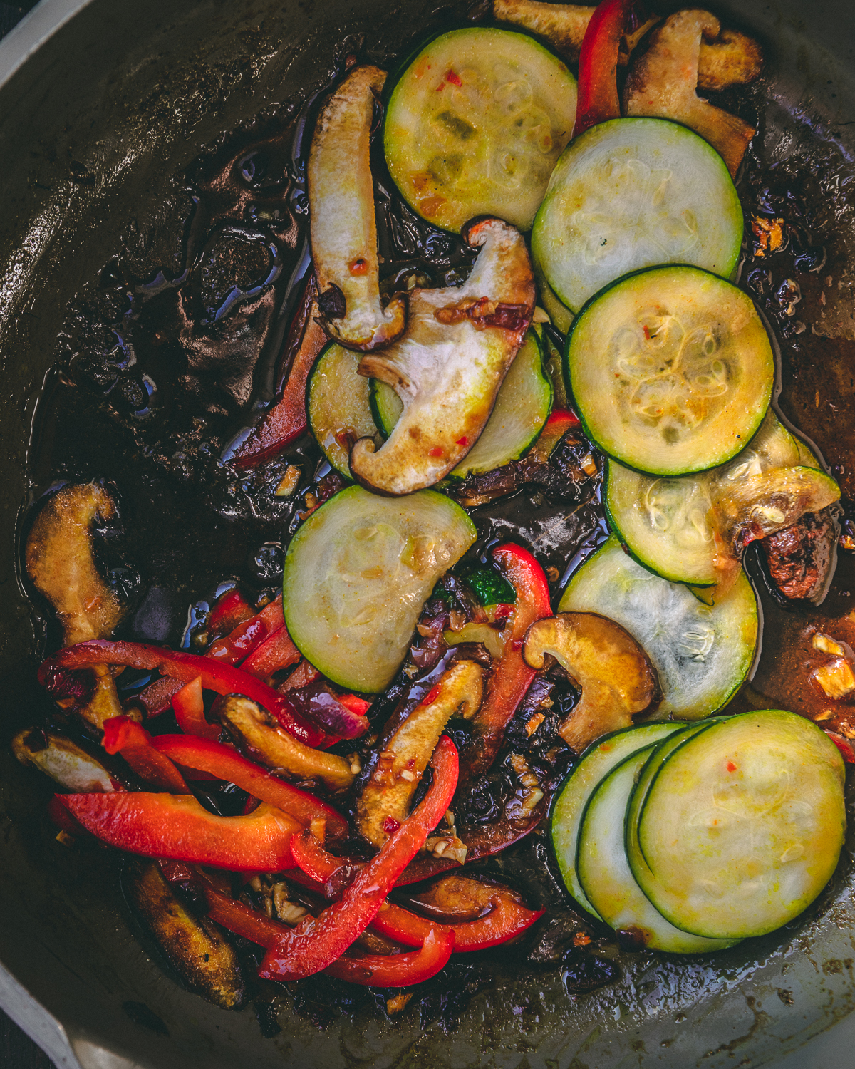 vegetables sautéed in pan