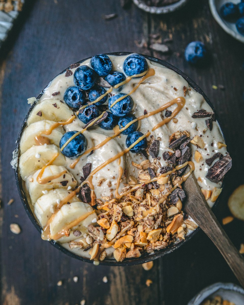 Peanut butter nice cream bowl