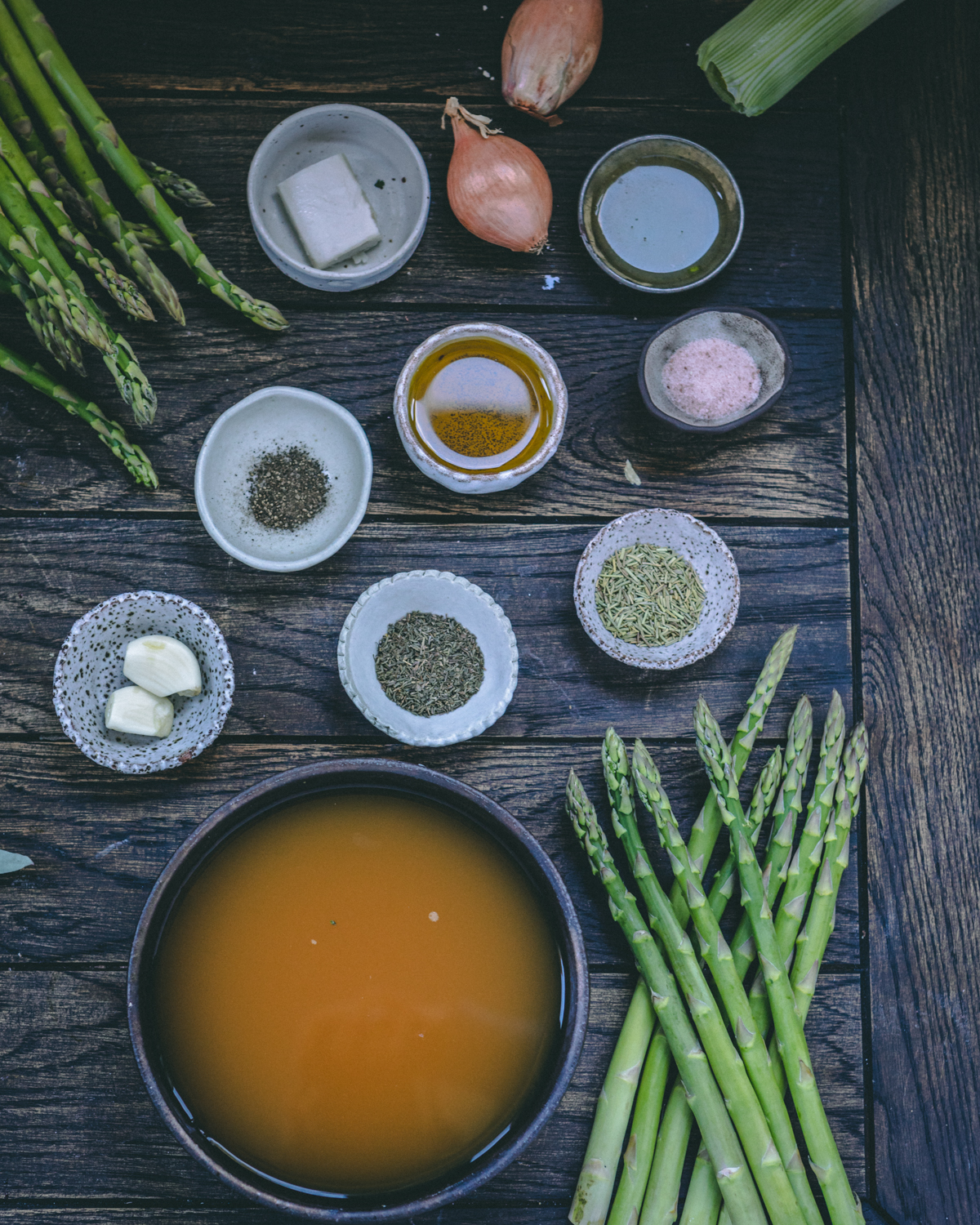 Ingredients for asparagus soup 