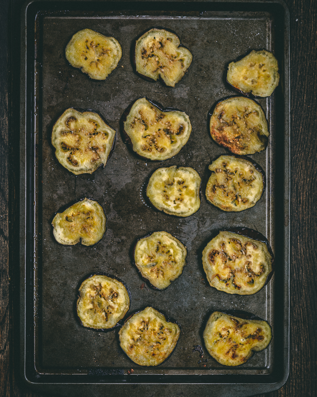 Cooked eggplant slices