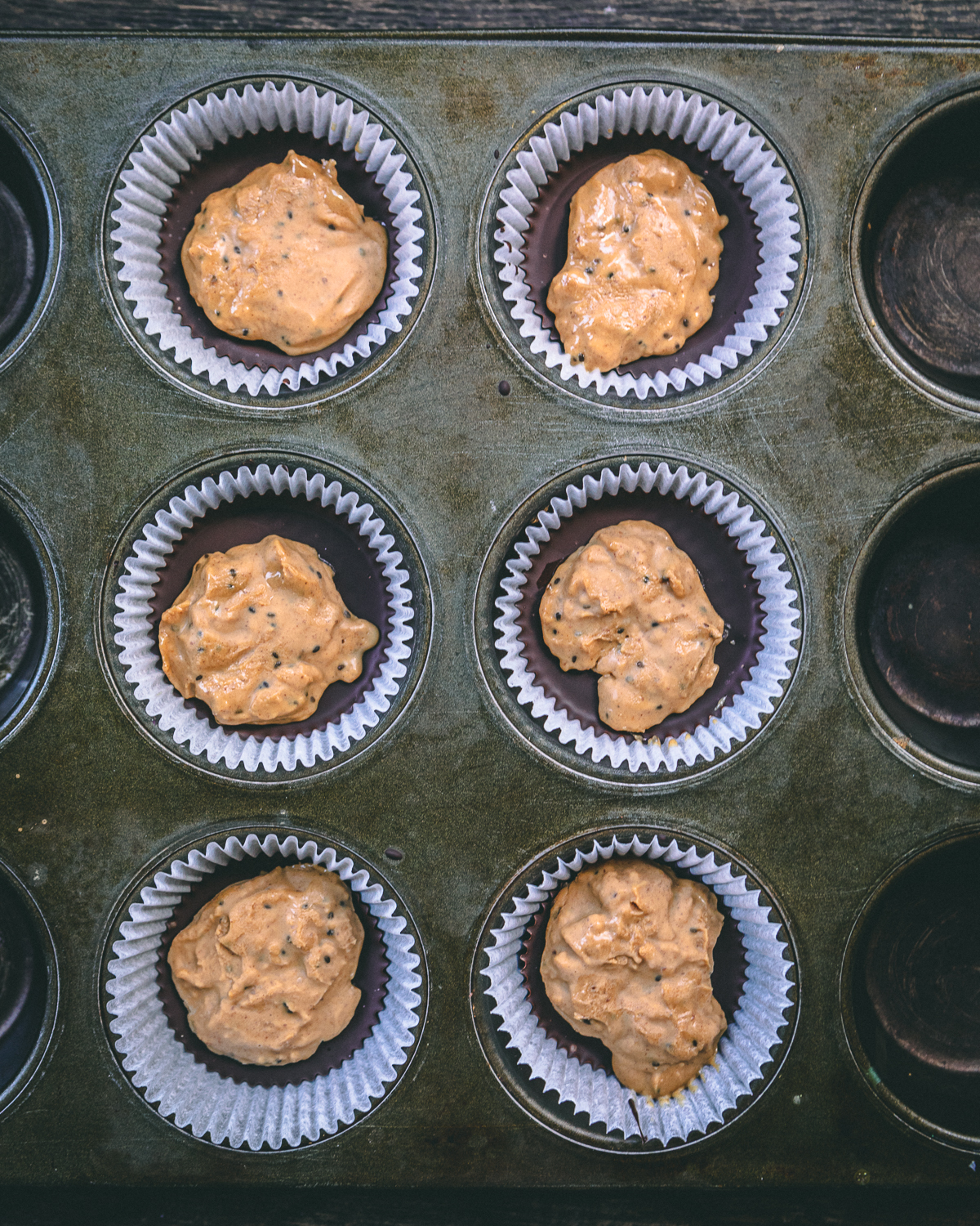 Peanut butter chocolate in muffin liners