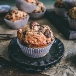 Deliciously addictive bakery style banana chocolate chip muffin