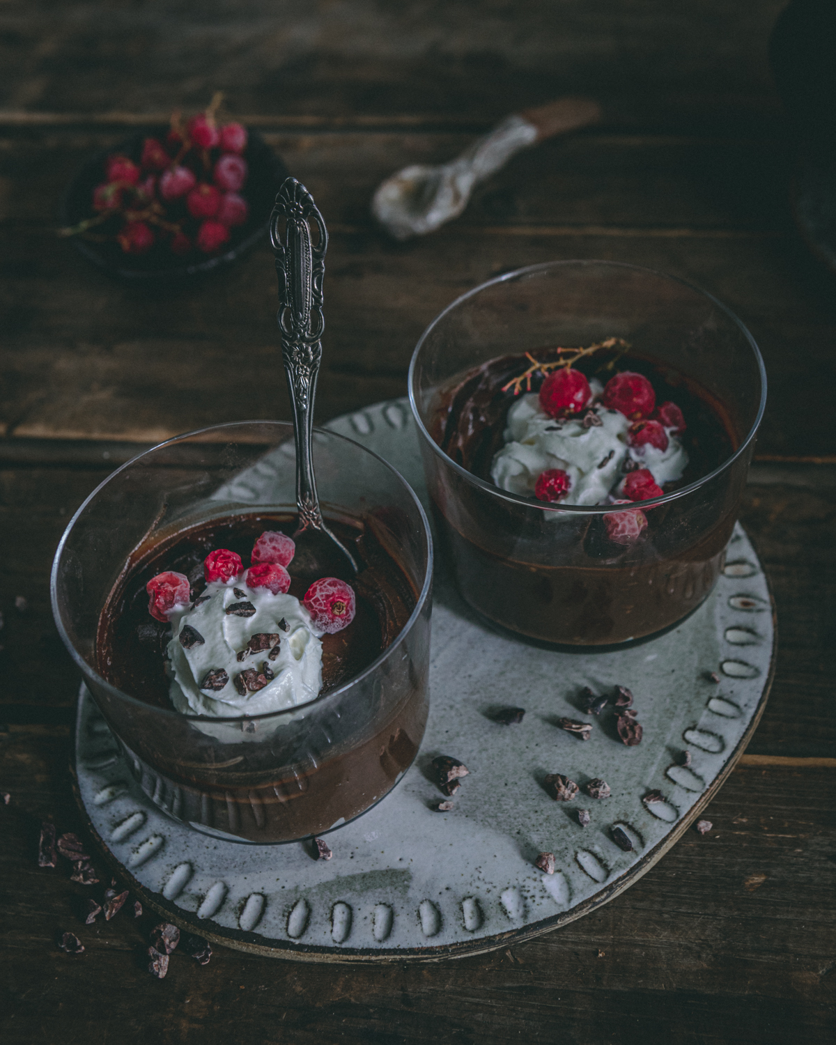 Closer look at chocolate mousse cups